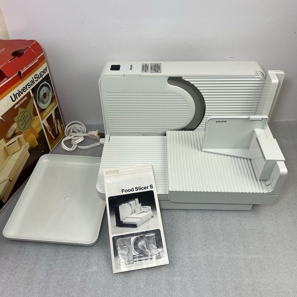Vtg Krups Universal Super Model 375 White Viotronic Food Slicer w original box